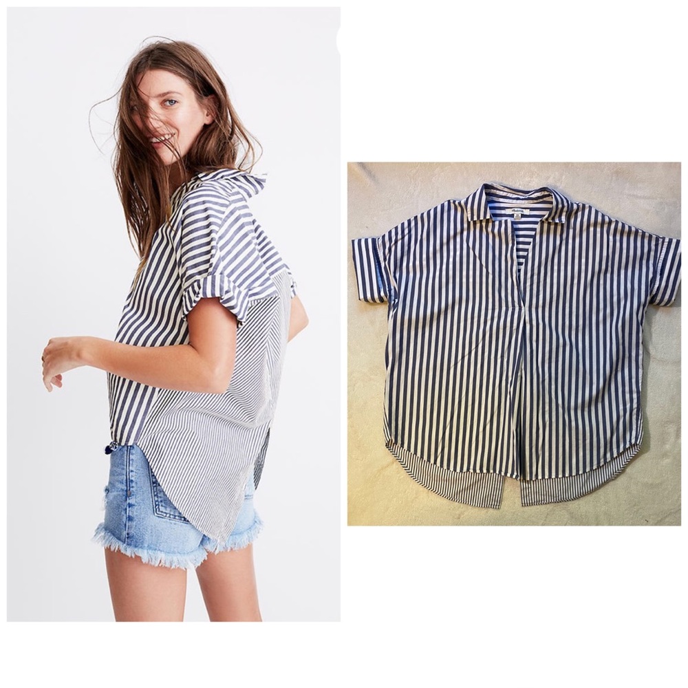 Madewell courier button-back shirt in stripe mix
